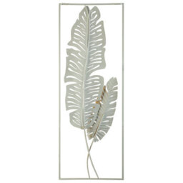 Beliani Artisan Feather Wall Art - Open Rectangle Metal Frame, Gold Finish, Vertical Modern Accent - thumbnail 3