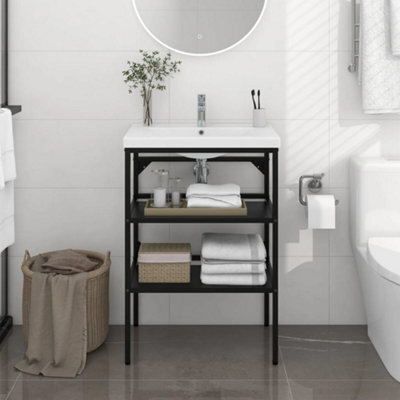 Berkfield Bathroom Washbasin Frame Black 59X38X83 Cm Iron - image 1