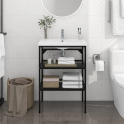 Berkfield Bathroom Washbasin Frame Black 59X38X83 Cm Iron - thumbnail 1