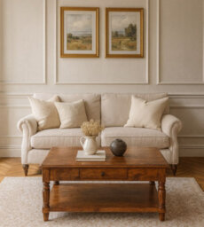 Artisan Furniture Solid Wood Turned Legs Chestnut Coffee Table, 2 Drawers And 1 Shelf, Dark Brown