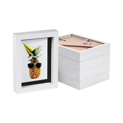 "Nicola Spring 5 X 7"" Photo Frames - Black Mount 3D Photo Frame Picture Frame Box Portrait Display Case & Spacer (20 X 15Cm) X5" - image 1