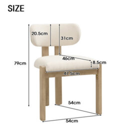 Btm Set Of 6 Solid Wood Dining Chairs, Boucle Upholstery, Natural, For Home And Café - thumbnail 5