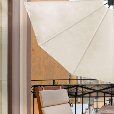 Evre Side Awning 3 Step Collapsible For Terrace Balcony Sun Shade Privacy Blind Fence (140X140Cm, Beige) - image 1