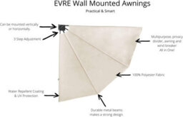 Evre Side Awning 3 Step Collapsible For Terrace Balcony Sun Shade Privacy Blind Fence (140X140Cm, Beige) - thumbnail 5