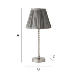 Valuelights Maeve Dark Grey Pleated Faux Silk Scallop Shade Brushed Chrome Bobbin Table Lamp - thumbnail 7