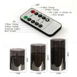 Living And Home Set Of 3 Battery Operated Led Flameless Flickering Pillar Candles With Remote Control - thumbnail 8