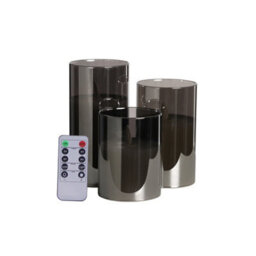 Living And Home Set Of 3 Battery Operated Led Flameless Flickering Pillar Candles With Remote Control - thumbnail 4