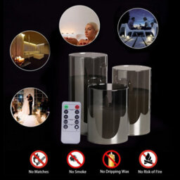 Living And Home Set Of 3 Battery Operated Led Flameless Flickering Pillar Candles With Remote Control - thumbnail 7