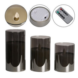 Living And Home Set Of 3 Battery Operated Led Flameless Flickering Pillar Candles With Remote Control - thumbnail 6