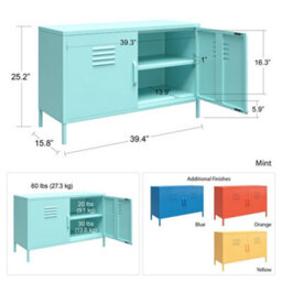 Novogratz Dorel Home Cache Metal Locker With 2 Doors Wide In Orange - thumbnail 7