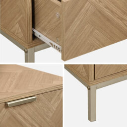 Sweeek - Pair Of Herringbone Bedside Tables With 2 Drawers Budapest Natural 45X40X45 Cm - thumbnail 5