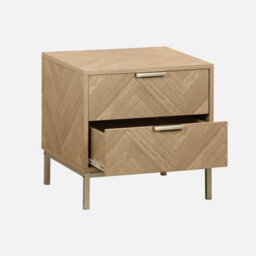 Sweeek - Pair Of Herringbone Bedside Tables With 2 Drawers Budapest Natural 45X40X45 Cm - thumbnail 4