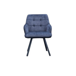 Interior Emporium 2X Swivel Dining Chairs, Padded Velvet Seat, Modern Kitchen, Rotatable Metal Leg ( Black  ) - thumbnail 3