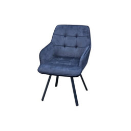 Interior Emporium 2X Swivel Dining Chairs, Padded Velvet Seat, Modern Kitchen, Rotatable Metal Leg ( Black  ) - thumbnail 2
