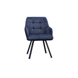 Interior Emporium 2X Swivel Dining Chairs, Padded Velvet Seat, Modern Kitchen, Rotatable Metal Leg ( Black  ) - thumbnail 1
