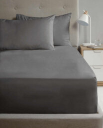 Homespace Direct Ltd Flat Sheet 180Tc Percale Charcoal King Size Sheet Suitable For Deep Mattresses