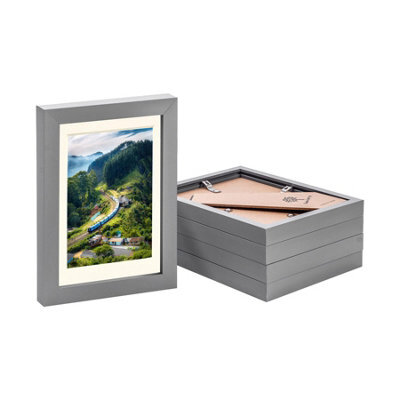 "Nicola Spring Photo Frames With 4"" X 6"" Mount - 5"" X 7"" - Grey/ivory - Pack Of 5" - image 1