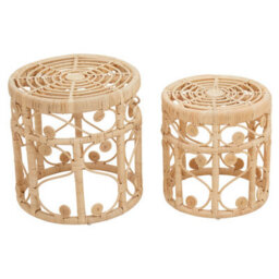 Orsina Elegant Set Of Two Natural Rattan Tables, Round Coffee Table, Sturdy Side Table, Versatile Small Table - thumbnail 2
