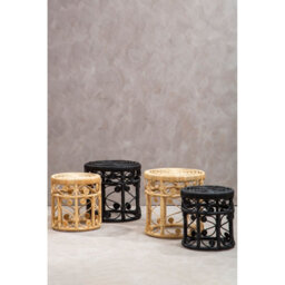 Orsina Elegant Set Of Two Natural Rattan Tables, Round Coffee Table, Sturdy Side Table, Versatile Small Table - thumbnail 5