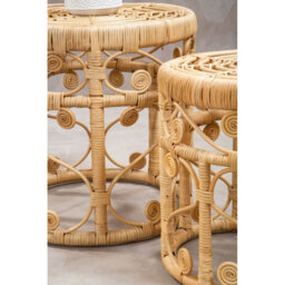 Orsina Elegant Set Of Two Natural Rattan Tables, Round Coffee Table, Sturdy Side Table, Versatile Small Table - thumbnail 9