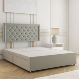 Bsspoke Nova Divan Bed In Silver Plush Velvet With 24Inch Headboard & No Mattress No Drawers In Double King 4Ft 6Ft