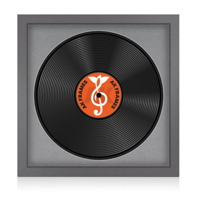 "16X16"" Dark Grey Modern Vinyl Record Frame With Mid Grey Mount For 12 Inch Lp Disc - Ak Frames" - image 1