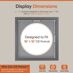 "16X16"" Dark Grey Modern Vinyl Record Frame With Mid Grey Mount For 12 Inch Lp Disc - Ak Frames" - thumbnail 2