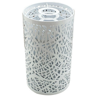 White Metal Drum Cage 15W X 25H Ceiling Pendant Lamp Shade Easy Fit Hanging Lights With Reducer Plate - image 1