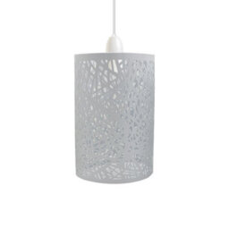 White Metal Drum Cage 15W X 25H Ceiling Pendant Lamp Shade Easy Fit Hanging Lights With Reducer Plate - thumbnail 4