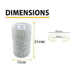 White Metal Drum Cage 15W X 25H Ceiling Pendant Lamp Shade Easy Fit Hanging Lights With Reducer Plate - thumbnail 3