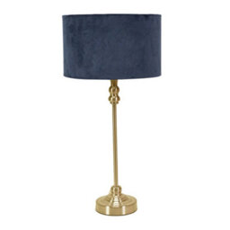 Valuelights Maggie Gold Metal Candlestick Slim Table Lamp With Navy Blue Velvet Drum Lamp Shade - thumbnail 2