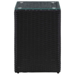 Berkfield Side Tables 3 Pcs With Glass Top Black Poly Rattan - thumbnail 4