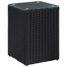 Berkfield Side Tables 3 Pcs With Glass Top Black Poly Rattan - thumbnail 3