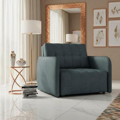 Viva Grand I Upholstered Sofa Bed With Wavy Spring Wooden Legs Wooden Frame Freestanding Backrest 85X95X98Cm Dark Grey - image 1