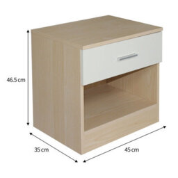 Comfy Living Oak/cream High Gloss Bedside Table - thumbnail 2