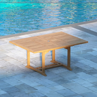 Eterna Solid Teak Wood Square To Rectangular Outdoor Garden Dining Table - (L) 120 - 170Cm - image 1