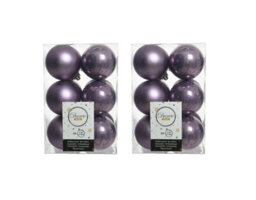 Decoris 2 X 12 Luxury Shatterproof Christmas Baubles Tree Decs 6Cm Frosty Lilac