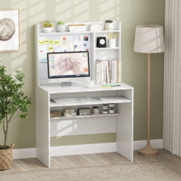 Gainoom Computer Desk W/ Magnetic Bulletin Board & Hutch & Keyboard Tray 89 X 50 Cm White - thumbnail 5