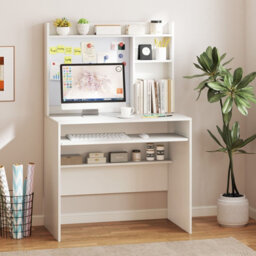 Gainoom Computer Desk W/ Magnetic Bulletin Board & Hutch & Keyboard Tray 89 X 50 Cm White - thumbnail 6