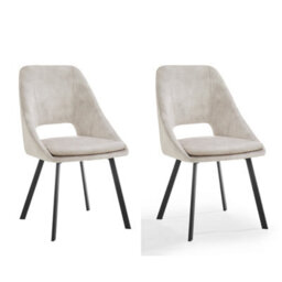 Home Detail Billie Dining Chair Set Of 2, Cream Velvet