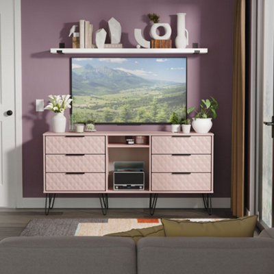 Anzio Ready Assembled Matt Kobe Pink 6 Drawer Sideboard (H)742mm (W)1537mm (D)397mm - image 1