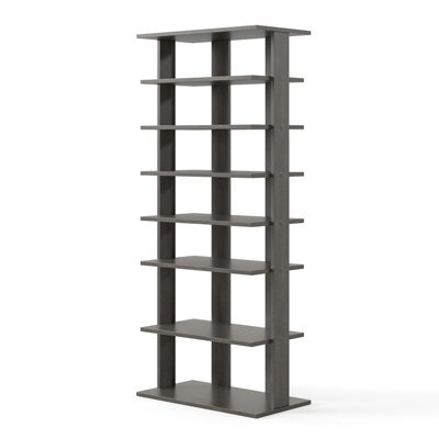 Costway 7 Tiers Double Shoe Rack Entryway Vertical Corner Shoe Stand For 14 Pairs-Grey - image 1