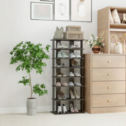 Costway 7 Tiers Double Shoe Rack Entryway Vertical Corner Shoe Stand For 14 Pairs-Grey - thumbnail 3