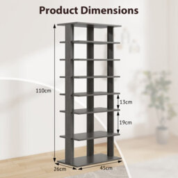 Costway 7 Tiers Double Shoe Rack Entryway Vertical Corner Shoe Stand For 14 Pairs-Grey - thumbnail 9
