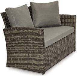 Evre Grey 4 Seater Rattan Garden Furniture Sofa Armchair Set - Roma With Weatherproof Cover - thumbnail 4