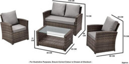Evre Grey 4 Seater Rattan Garden Furniture Sofa Armchair Set - Roma With Weatherproof Cover - thumbnail 8