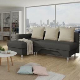 Tom M Corner Sofa Bed For Living Room Chipboard Frame Hr Foam Bonell Spring Wooden Base 215X133X95Cm Graphite And Cream Left - thumbnail 2