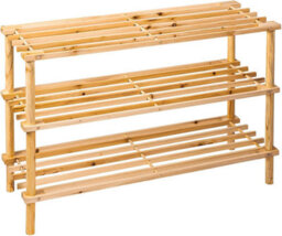AAMEN 3 Tier Large Wooden Shoe Rack - Natural - thumbnail 1