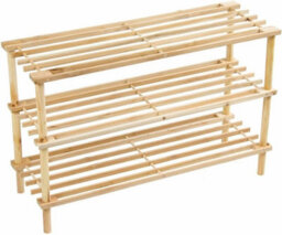 AAMEN 3 Tier Large Wooden Shoe Rack - Natural - thumbnail 4