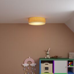 GoodHome Oilbird Round Metal & Straw Natural & White Frosted Effect 2 Lamp Led Ceiling Light - thumbnail 2